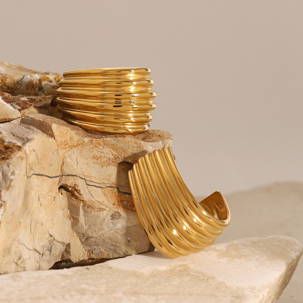 1 pair simple series style strip stainless steel gold plated women stud earrings h5Picture5