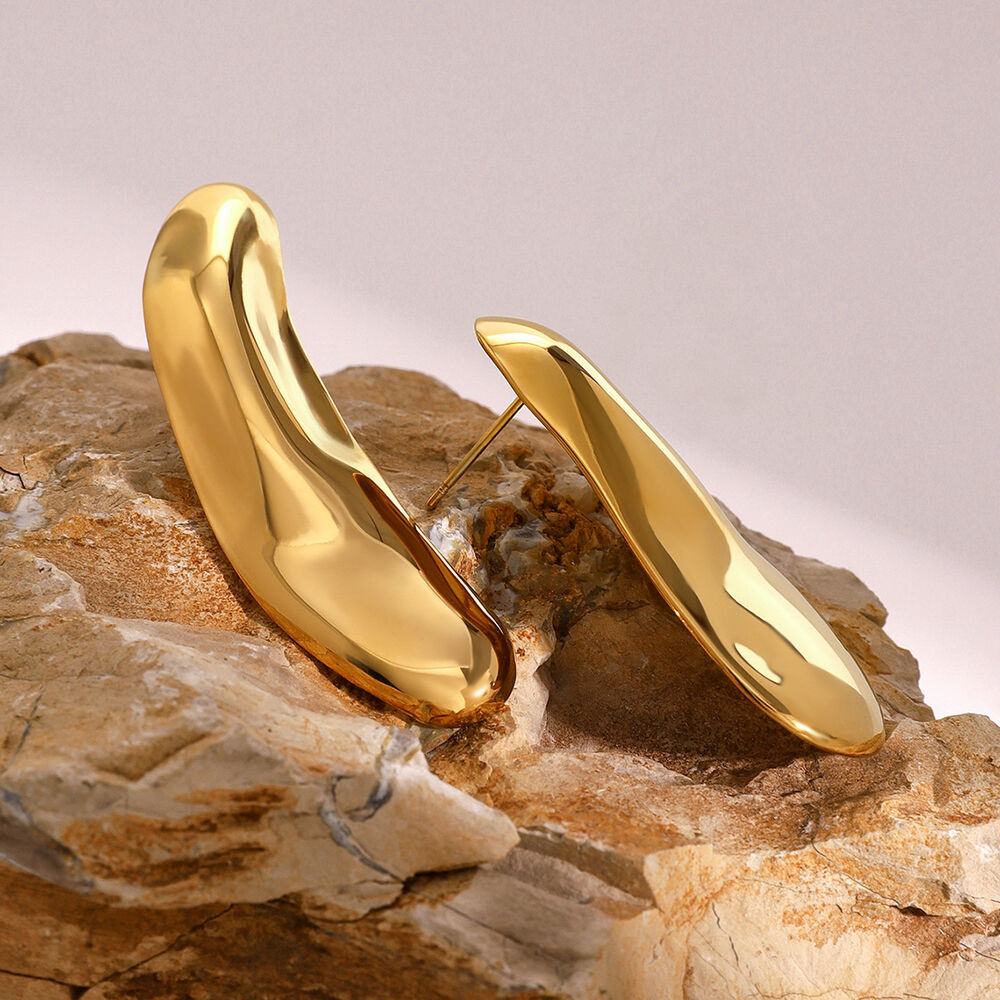 1 pair simple series simple solid color stainless steel gold plated women stud earrings Picture5
