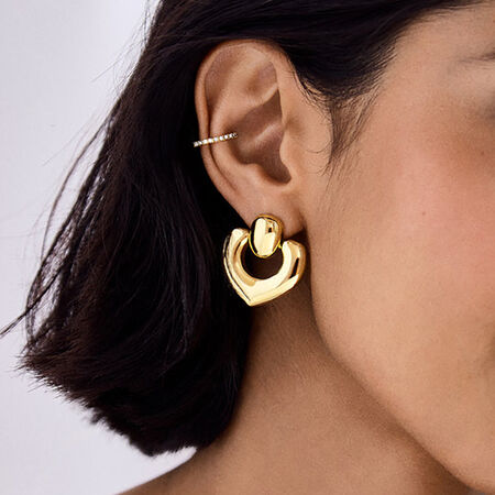 1 pair simple series retro geometric gold plated stud earrings