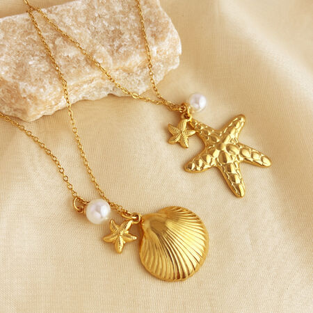 1 Piece Vacation Series Vivid Starfish For Beaches Stainless Steel Waterproof Gold Color Women's Pendant Necklaces
