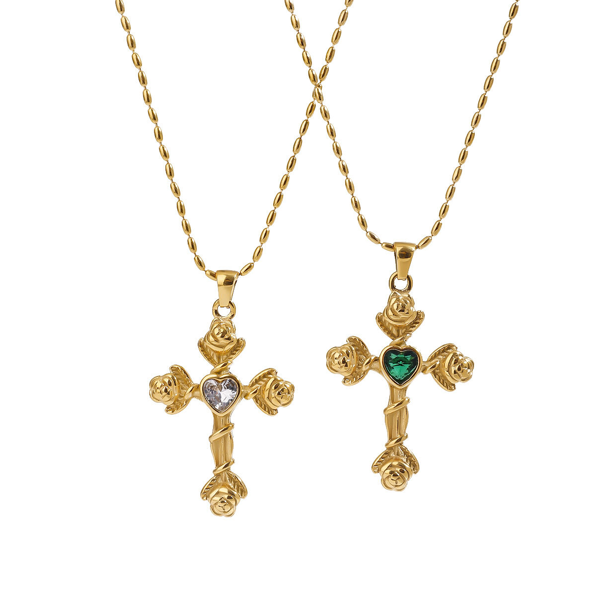 1 Piece Luxurious Series Fascinating Ross Cross Stainless Steel Waterproof Gold Color Women's Pendant Necklaces Picture9