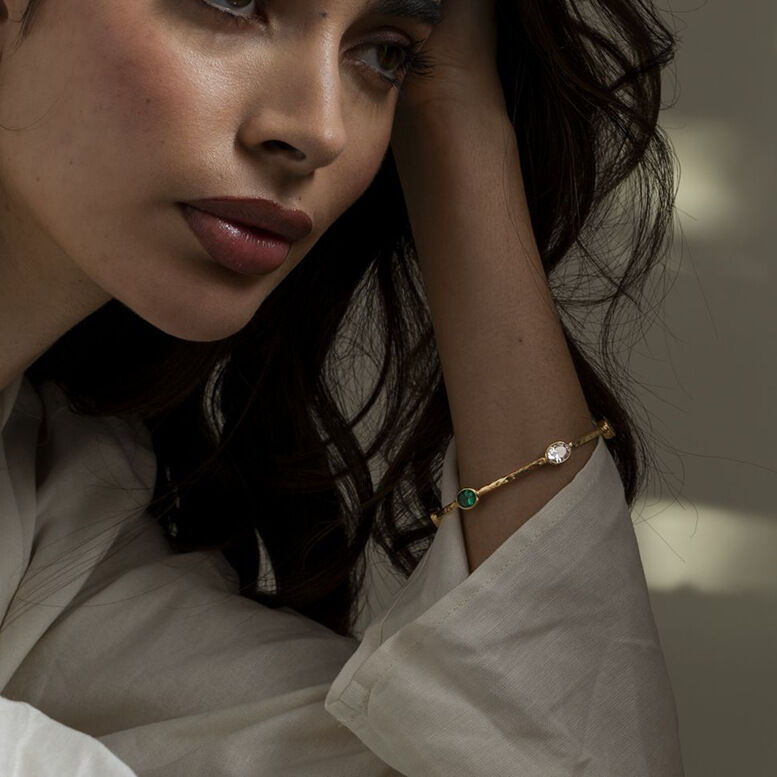 1 pezzo semplice serie  stile geometrico acciaio inossidabile placcato oro  zircone braccialetti da donna 2