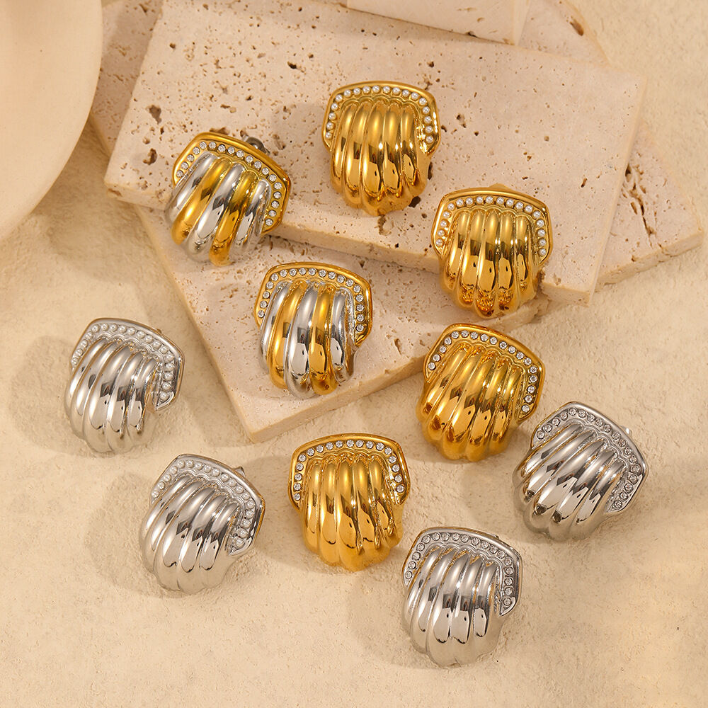 1 pair simple series  style geometric stainless steel  gold plated women stud earrings