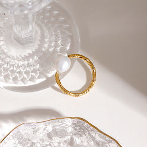 1 paio di anelli singoli da donna in acciaio inossidabile color oro, eleganti e resistenti all'acqua, serie romantica h5 Immagine3