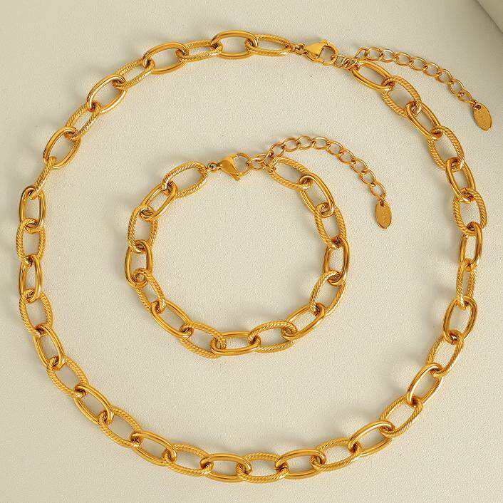 1 Piece Simple Series Classic Solid Color Titanium Steel Gold Color Women's Chain Necklaces Picture7