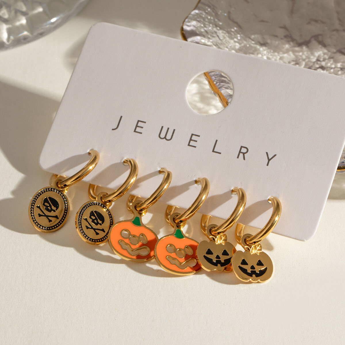 1 Set Halloween Stainless Steel Waterproof Earrings Set 2