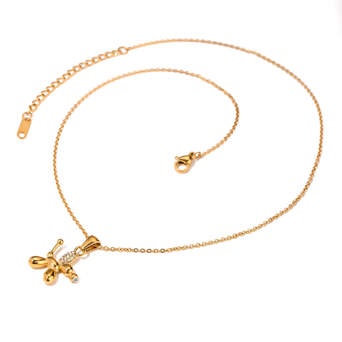 1 pezzo semplice serie carino animale acciaio inossidabile placcato oro 18K strass donne ciondolo collane h5 Immagine5