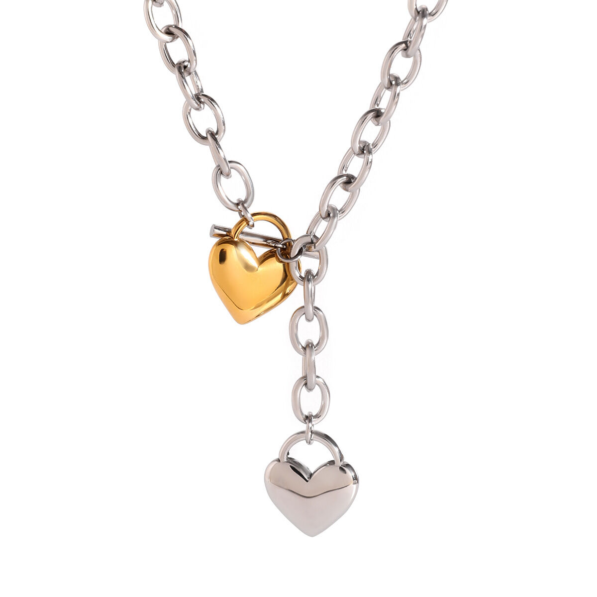 1 pezzo semplice serie dolce cuore acciaio inossidabile placcato oro  braccialetti con ciondolo da donna Immagine5