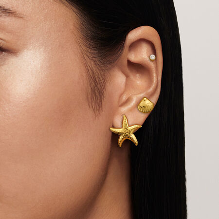 1 pair romantic series daily starfish stainless steel gold plated rhinestone women earrings set 2
