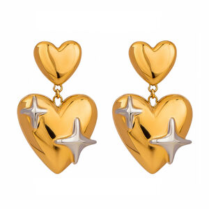 1 pair simple series style heart stainless steel gold plated women drop earrings h5 Picture6