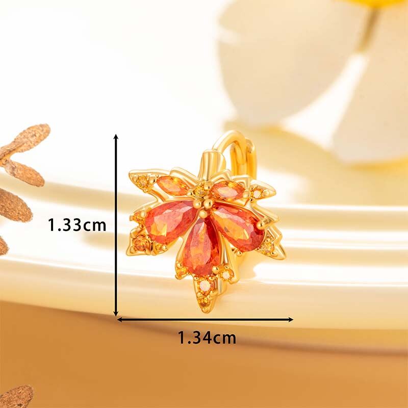 1 pezzo di orecchini a cerchio da donna in zircone con materiale di rame senza placcatura, serie semplice, pianta semplice h5 Immagine6