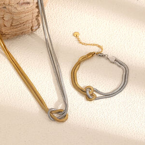 1 Piece Modern Series Simple Knot Stainless Steel Waterproof Gold & Silver Color Women's Chain Necklaces h5 Picture3