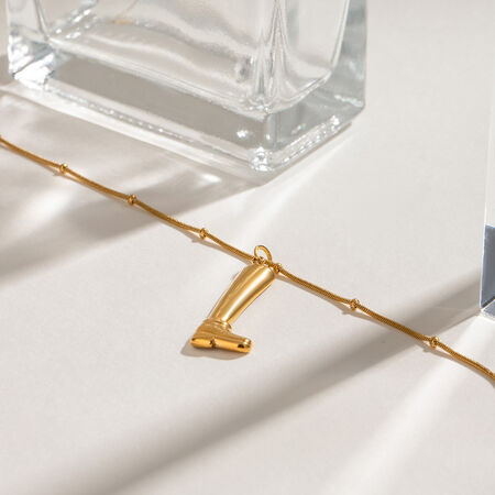 1 Piece Romantic Series Chic Irregular Boot Stainless Steel Waterproof Gold Color Women's Pendant Necklaces 2