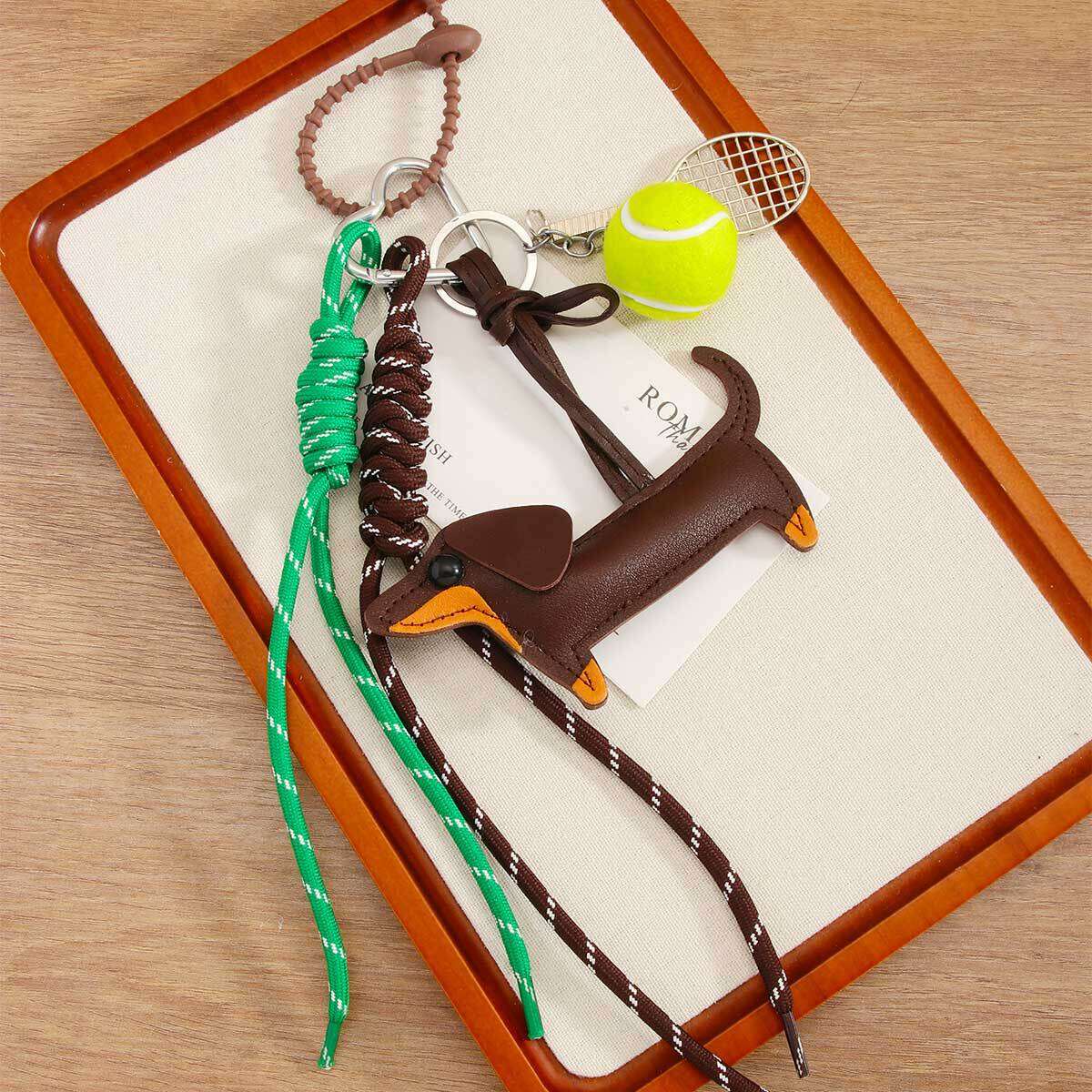 1 Piece Tennis Racket & Leather Dachshund Women's Bag Charms Picture4