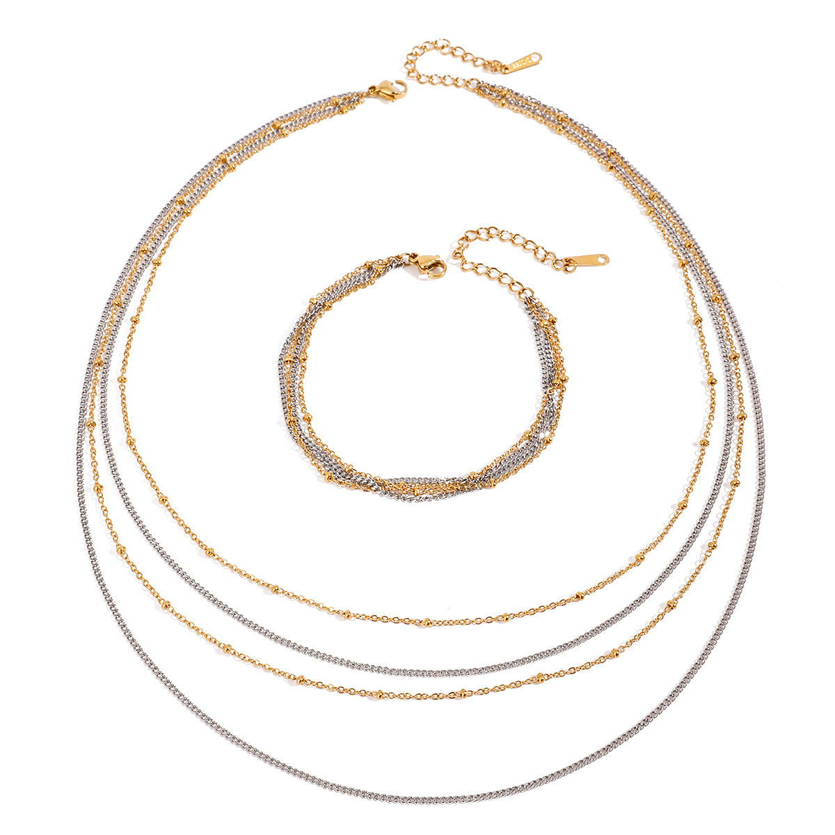Braccialetti a catena da donna in acciaio inossidabile anulare classico della serie minimalista da 1 pezzo, impermeabili, color oro e argento h5Immagine6