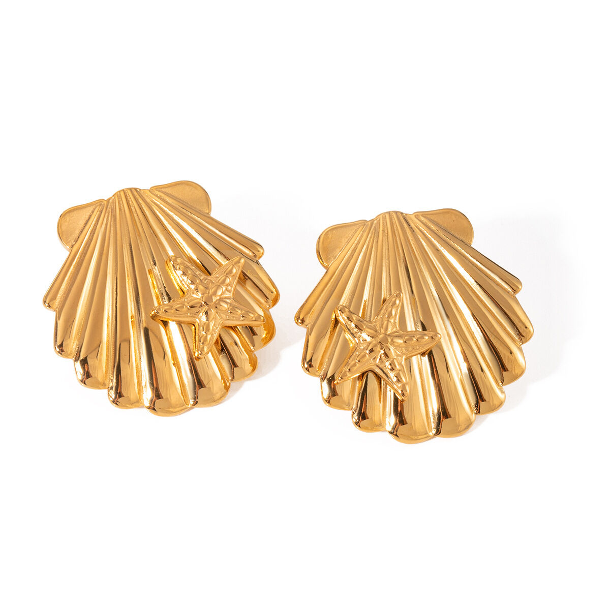 boucles d'oreilles en forme d'étoile de mer collante en acier inoxydable or  de la série océan d' de style ins transfrontalier européen et américain, bijoux pour femmes h5 Image5