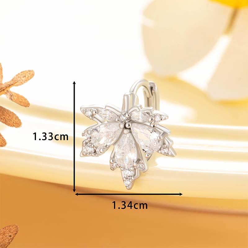 1 pezzo di orecchini a cerchio da donna in zircone con materiale di rame senza placcatura, serie semplice, pianta semplice h5 Immagine3