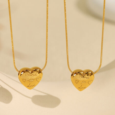 1 Piece Romantic Series Trendy Heart Shape Letter Stainless Steel Waterproof Gold Color Women's Pendant Necklaces