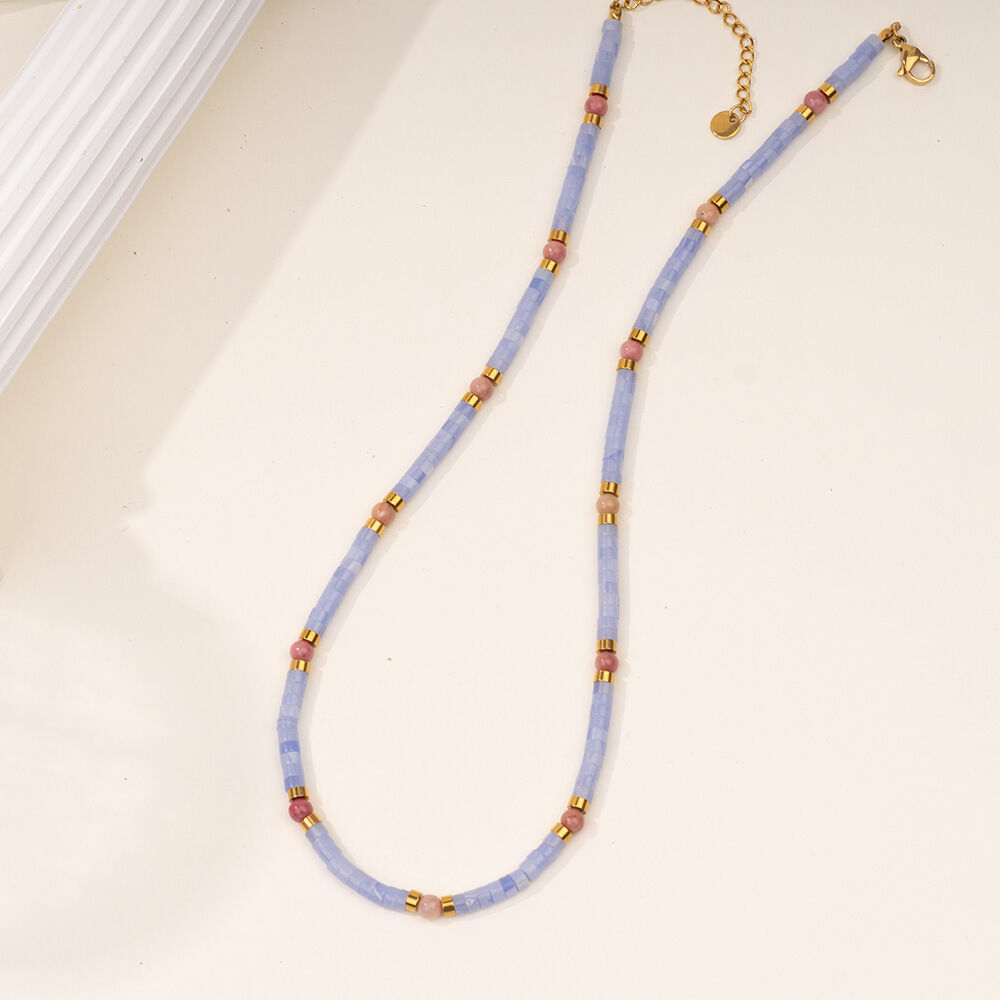 1 Piece Gorgeous Series Elegant Moon Stainless Steel Waterproof Gold Color Natural Stone Women's Pendant Necklaces Picture7