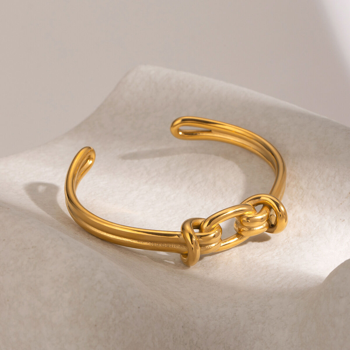 1 stück simple series  style twist edelstahl  vergoldet damen armreifen 2