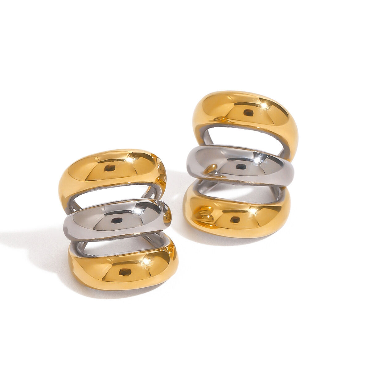 1 Paar minimalistische, ringförmige Ohrklemmen aus Edelstahl, wasserdicht, gold- und silberfarben, für Damen, Daily Series Bild6
