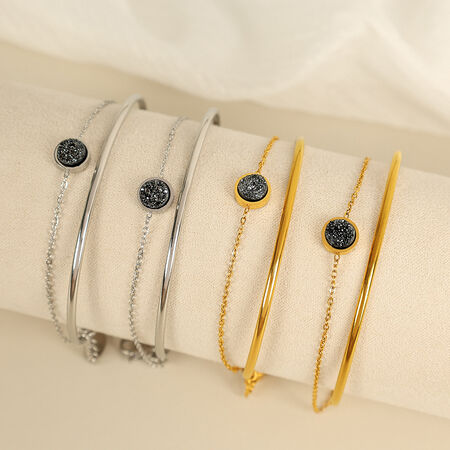 1 piece simple series simple geometric stainless steel gold plated women charm bracelets