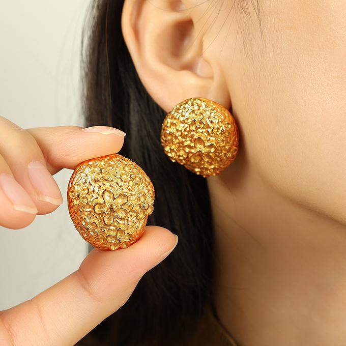 1 Paar Luxuriöse Serie Retro Geometrische Titan Stahl Gold Farbe Damen Ohrstecker h5 Bild7