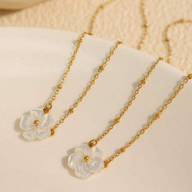 1 Stück Klassische Serie Elegante Blume Titan Stahl Gold Farbe frauen Anhänger Halsketten h5 Bild8
