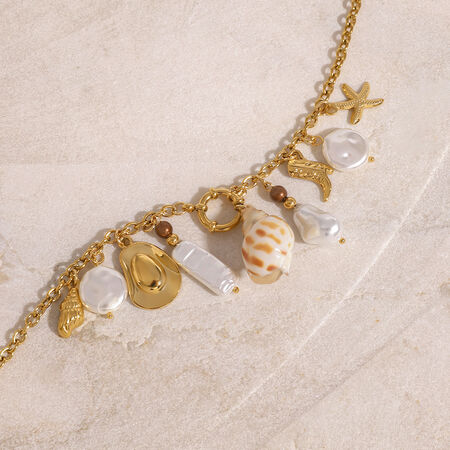 1 piece simple series vacation turtle stainless steel gold plated artificial pearl women pendant necklaces 2