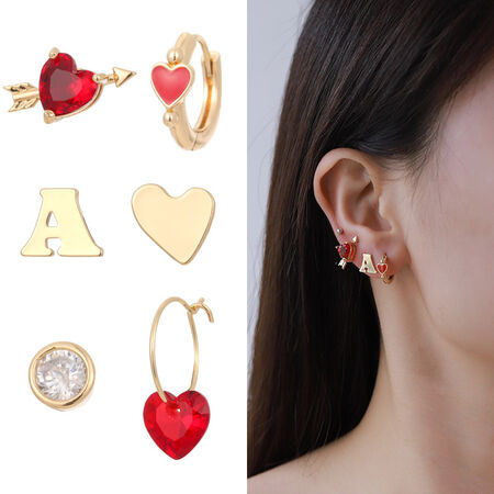 1 paar romantische serie zoete hart legering dames oorbellen set 2