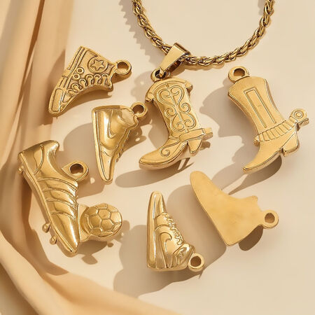 1 Piece Simple Series Chic Boots Stainless Steel Waterproof Gold Color Unisex Pendants
