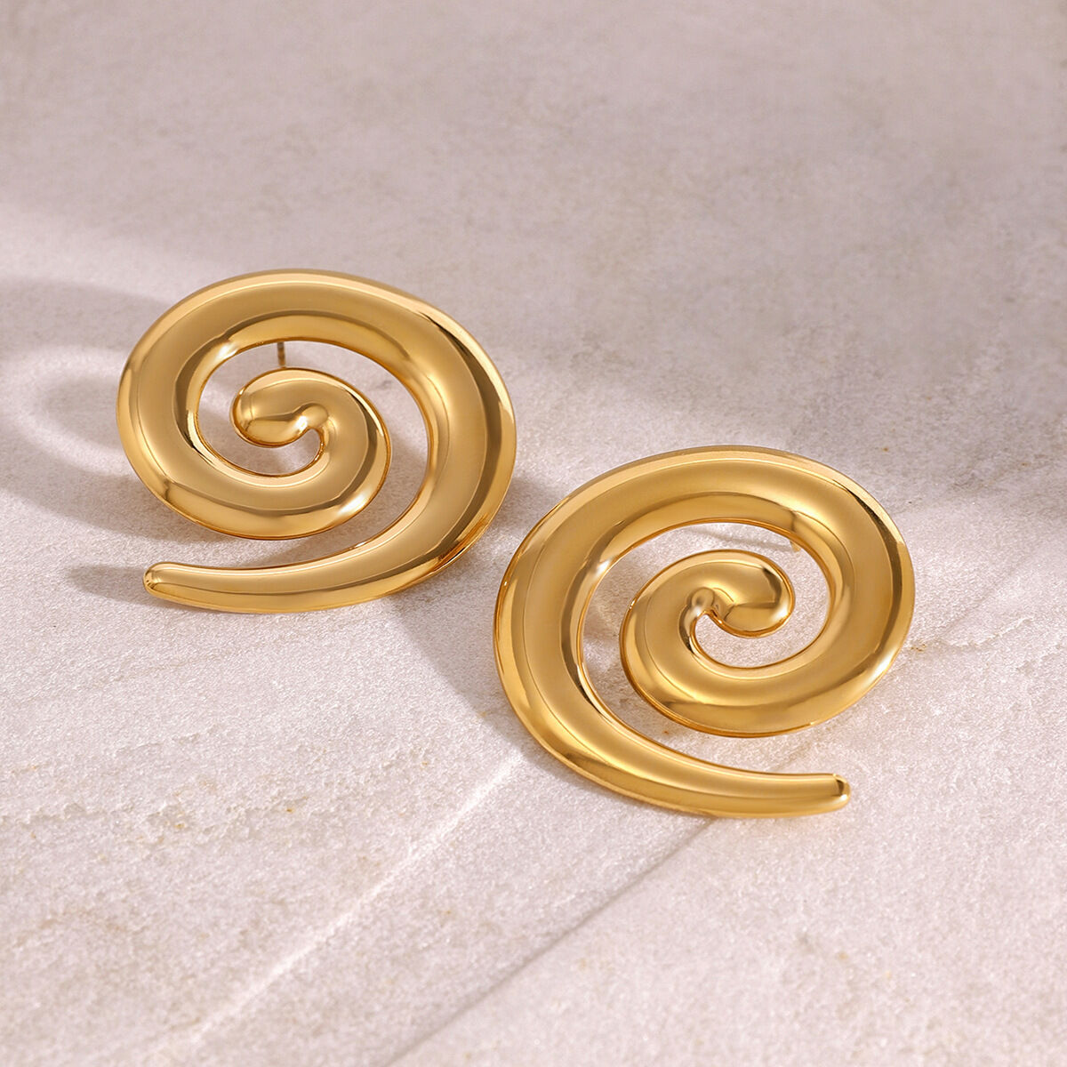 1 pair simple series casual geometric stainless steel  gold plated women stud earrings 2