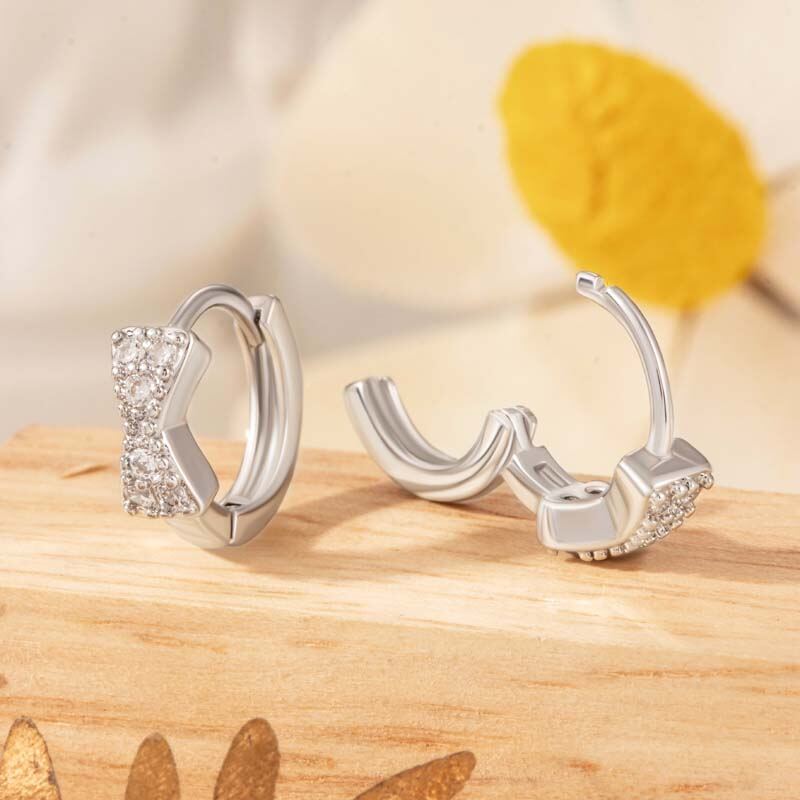 1 pieza de pendientes de aro con nudo de lazo simple de cobre sin revestimiento de circonita para mujer Imagen4