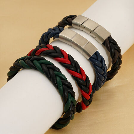 1 Pair Braided Leather Bracelet Men's And Women's Fashion Bracelet