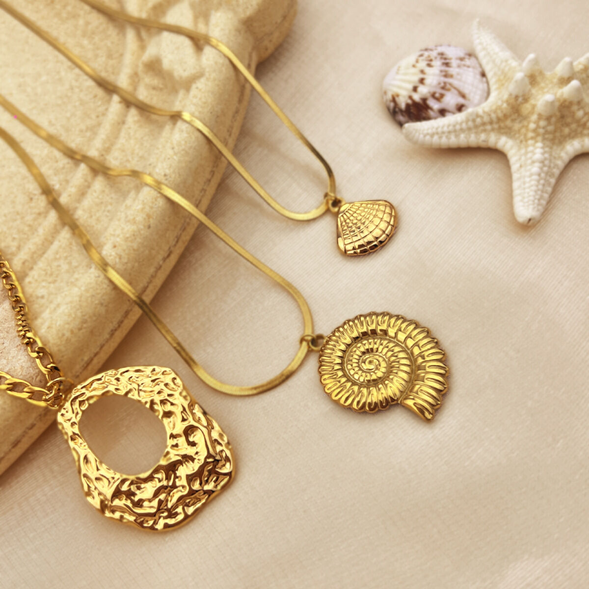 1 Piece Simple Series Oceanic Stainless Steel Waterproof Gold Color Women's Pendant Necklaces