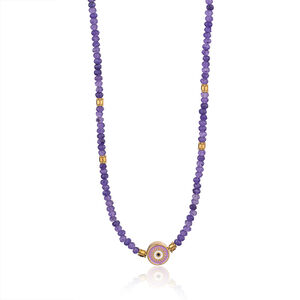 1 Piece Ethnic Series Classic Eye Pattern Stainless Steel Waterproof Gold Color Women's Crystal Beaded Necklaces h5 Picture9