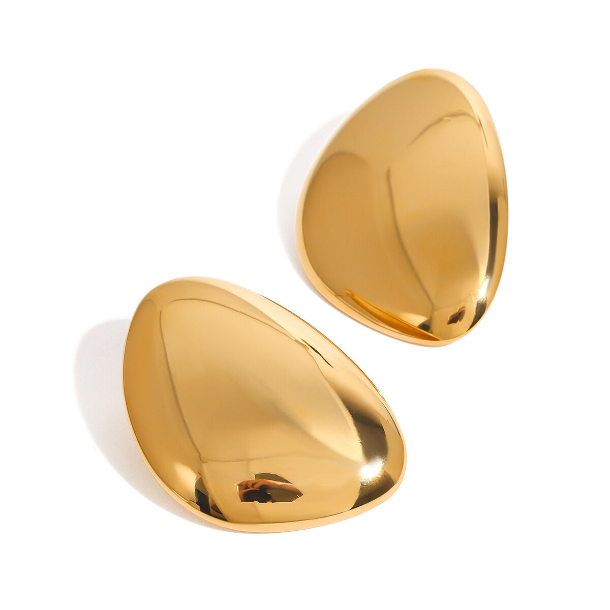 1 Pair Simple Series All-match Irregular Oval Stainless Steel Waterproof Gold Color Women's Stud Earrings h5 Picture8