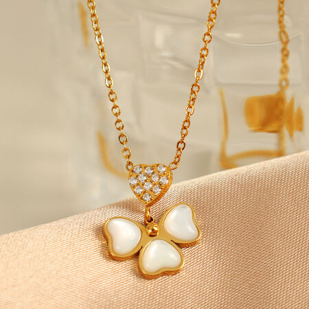 1 piece simple series simple geometric stainless steel gold plated rhinestone women pendant necklaces