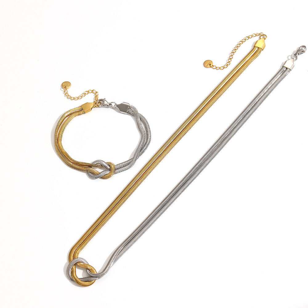 1 Piece Modern Series Simple Knot Stainless Steel Waterproof Gold & Silver Color Women's Chain Necklaces Picture4
