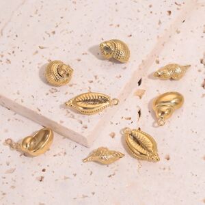 1 Piece Marine Series Simple Conch Shape Stainless Steel Waterproof Gold Color Women's Pendants h5 Picture5