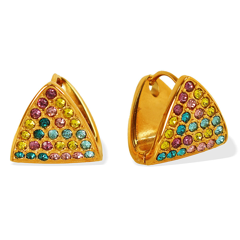 1 pair simple series simple geometric stainless steel gold plated rhinestone women Stud Earrings Picture5