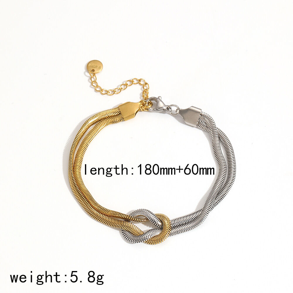 1 Piece Modern Series Simple Knot Stainless Steel Waterproof Gold & Silver Color Women's Chain Necklaces Picture5