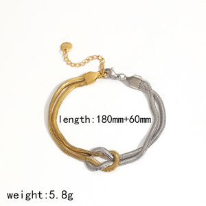 1 Piece Modern Series Simple Knot Stainless Steel Waterproof Gold & Silver Color Women's Chain Necklaces h5 Picture5