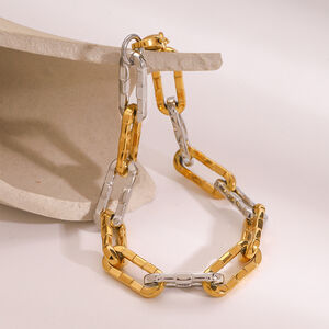 1 pezzo semplice serie linea acciaio inossidabile placcato oro 18k donne catena bracciali h5 Immagine4