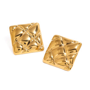 1 paio di orecchini a bottone retrò a forma quadrata in acciaio inossidabile color oro impermeabili h5 Immagine5