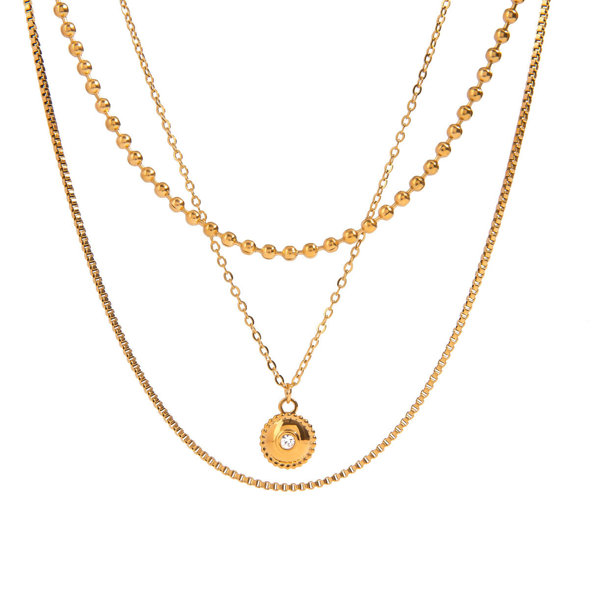 1 stück klassische serie elegante ringförmige edelstahl  vergoldet strass damen lagenhalsketten h5 Bild6