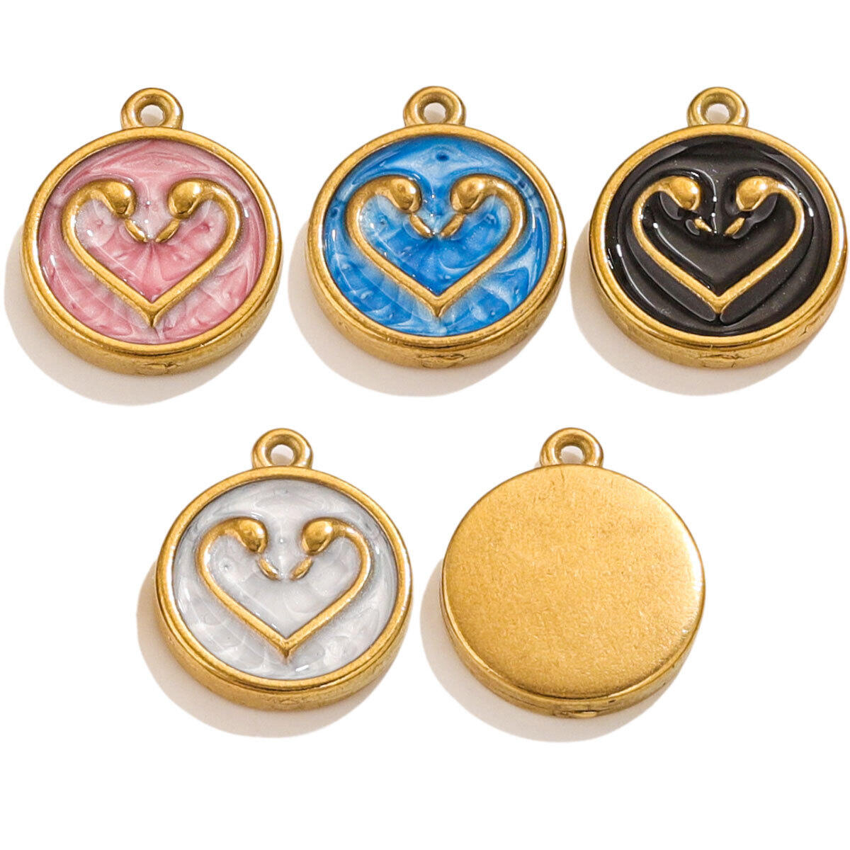 1 paio di pendenti da donna placcati in oro  con cuore retrò della serie semplice Immagine3