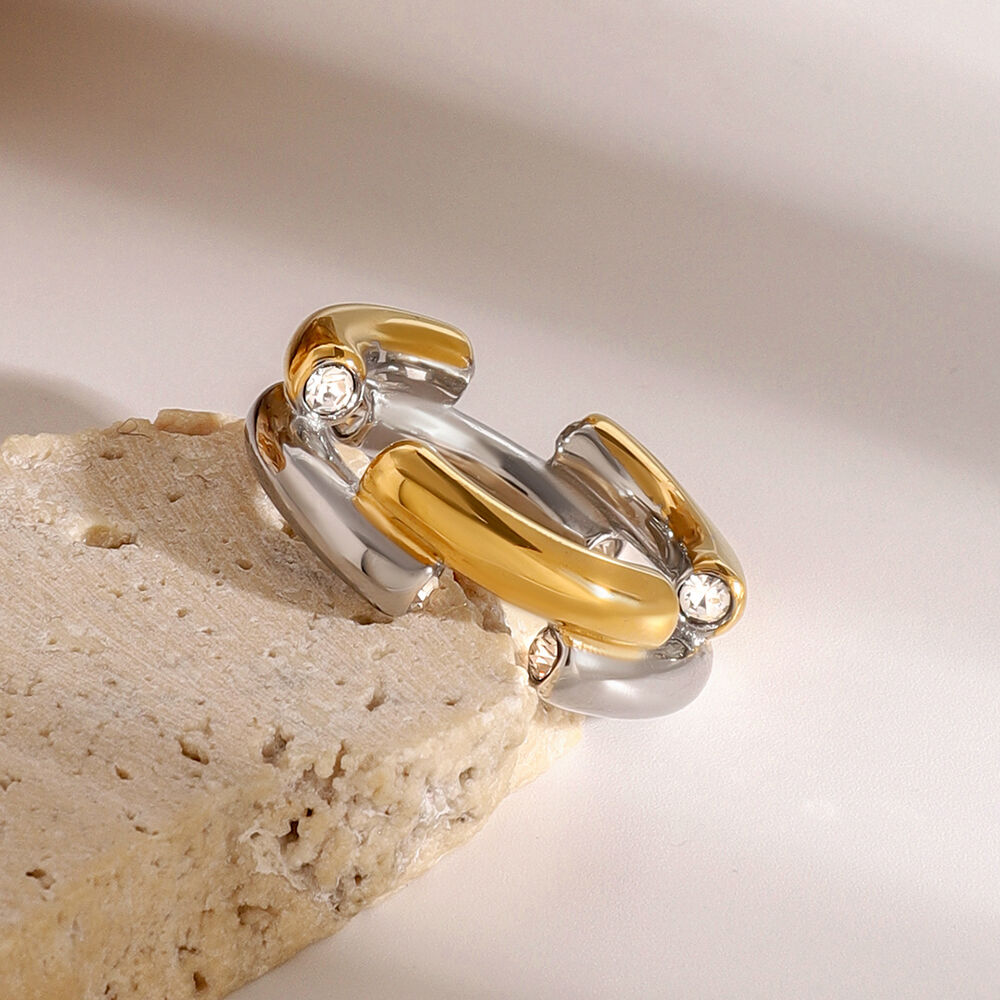 1 Piece Circle Shape Stainless Steel Waterproof Mixed Color Minimalist Ring h5Picture3