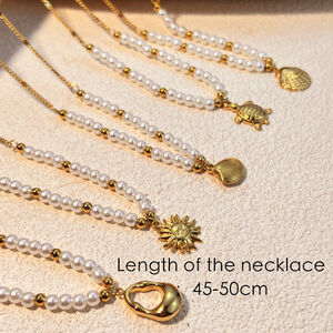 1 Piece Oceanic Stainless Steel Waterproof Gold Color Women's Beaded Necklaces h5 Picture5