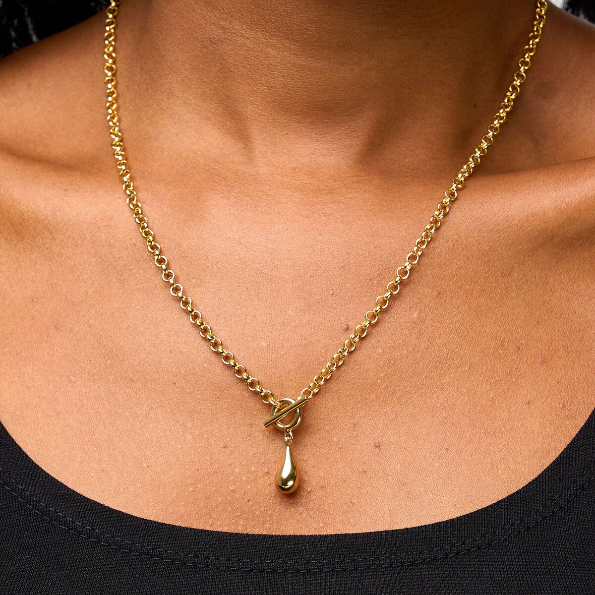 1 stuk simple series daily droplet roestvrij staal  vergulde dames hanger kettingen Afbeelding6